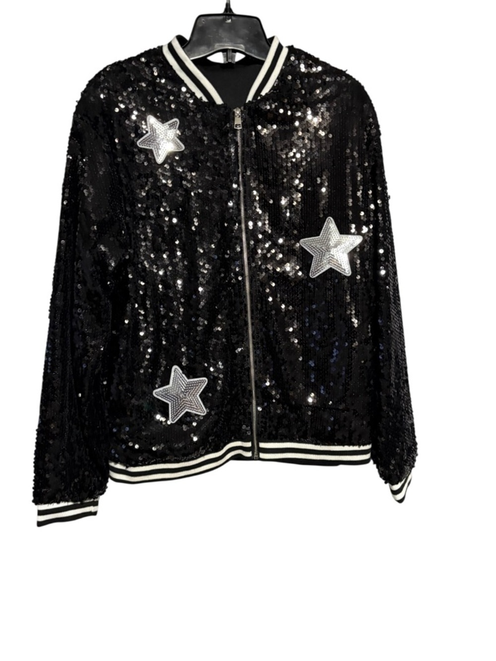 Sequin,Glitter, Star Black Jacket with Pockets